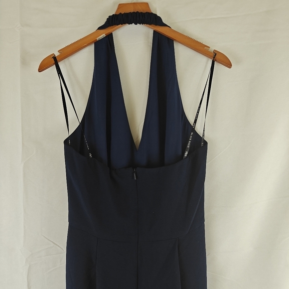 Black Halo Eve NWT Nixie Halter V-Neck Sheath Gown Navy Blue Size 4 Women's - Picture 11 of 14